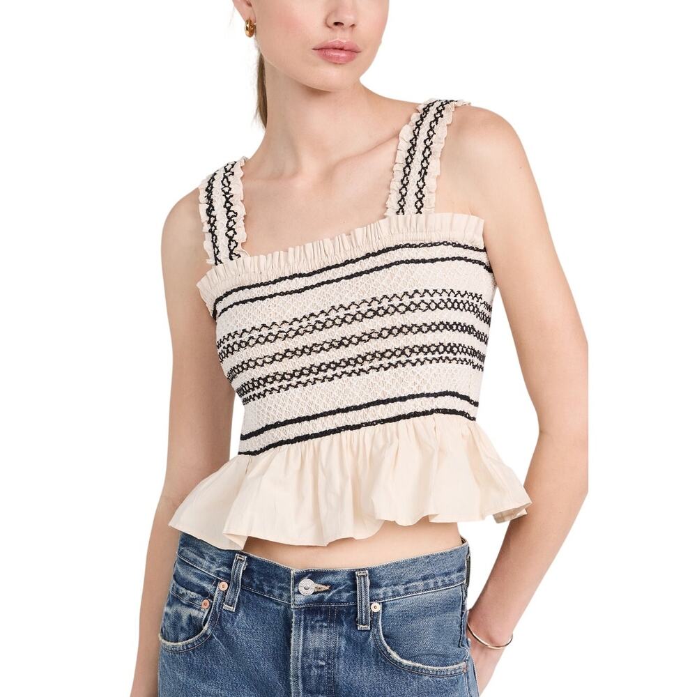 Rails Smocked Beige Cecily Top Size XS